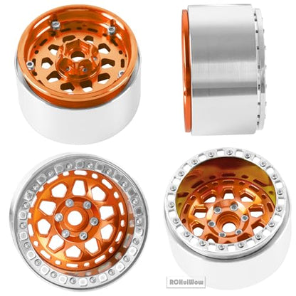 2.2" Beadlock RC Wheels for 1/10 RC Crawler SCX10 Capra,AMG 6x6,TRX4,Red cat Gen8 Everest Gen7 Pro,Alloy Aluminium rc Wheels 2.2 Beadlock Wheels 2.2 Beadlock Rims,4pcs,Orange - color: Orange(4pcs)