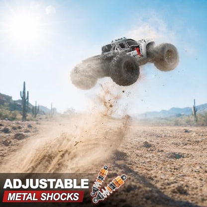 RC Cars 1:14 4WD Off-Road RC Monster Truck High Speed 40 km/h, 4x4 Remote Control Car with 2 Rechargeable 1300mAh Batteries and 2 Sets of Tires for Adults & Boys