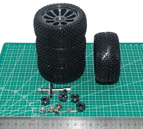 Wheel Rim Tire Compatible with 1/14 1/16 MJX Hyper Go Wltoys Upgrade 16207 16208 14210 Rc Car Aluminum Alloy 12mm Hex Adapter Part(Titanium) - color: Titanium