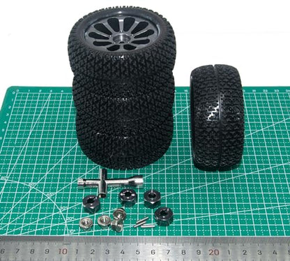 Wheel Rim Tire Compatible with 1/14 1/16 MJX Hyper Go Wltoys Upgrade 16207 16208 14210 Rc Car Aluminum Alloy 12mm Hex Adapter Part(Titanium) - color: Titanium