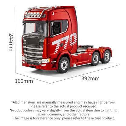 770S 1/18 RC Semi Trailer, 6x4 Heavy Duty Tractor Truck with Rear Wheel Drive, Adult Collectible Model (1501) - color: Red
