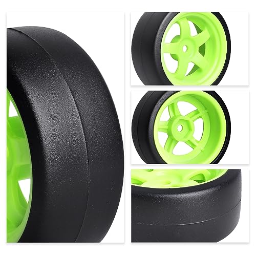 CrazayHobby RC Drift Wheels and Tires Hard Plastic Slick Tires 12mm Hex for 1/10 Traxxas 4Tec 2.0 3.0 Tamiya TT01 TT02 HPI HSP MsST On-Road Car