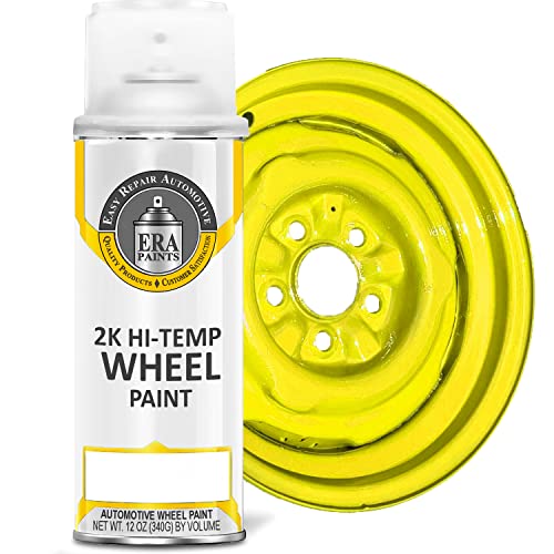 ERA Paints Yellow Wheel Paint With Omni-Curing Catalyst Technology - 2K Aerosol Glossy Finish With High Temp Resistance And Extreme Durability Against Color Fade And Chemicals Like Brake Fluid - color: Yellow 2K Spray Paint Only