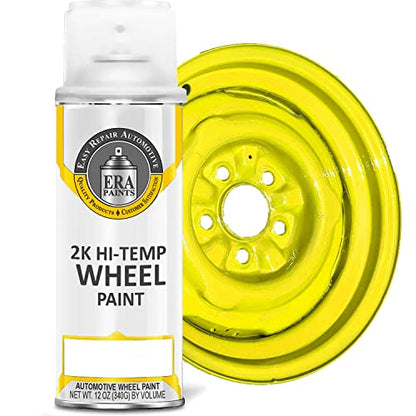 ERA Paints Yellow Wheel Paint With Omni-Curing Catalyst Technology - 2K Aerosol Glossy Finish With High Temp Resistance And Extreme Durability Against Color Fade And Chemicals Like Brake Fluid - color: Yellow 2K Spray Paint Only