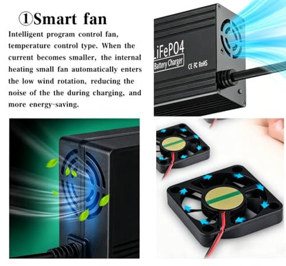 24V 10A Lithium Battery Charger 29.2V LiFePO4 Battery Smart Charger with Anderson Connector LED Indicator Special for Lithium 24V LiFePO4 Deep Cycle Rechargeable 30AH-150AH Batteries Charger