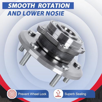 512360 Rear Wheel Bearing Hub Assembly ABS 5 Lugs 2 PCS | Fits 2008-2012 Dodge Grand Caravan, Rear Automotive Replacement Wheel Hub Bearing Assembly with ABS Sensor - size: 512360/2PCS