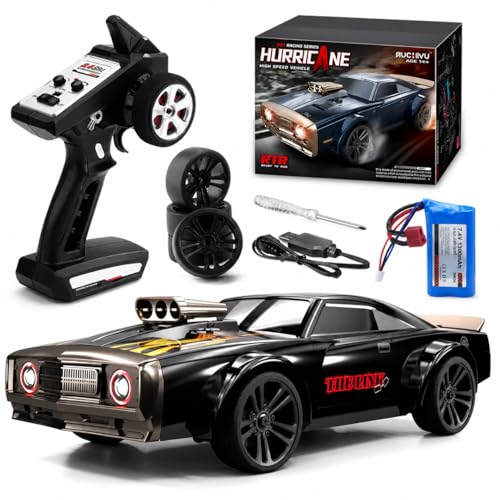 1:14 RC Drift Car for Adults & Kids 8-14, 4WD High Speed Remote Control Car with LED Lights, Drift Tires, 2.4GHz Electric Racing Car, Rechargeable Hobby Car for Indoor & Outdoor Driving