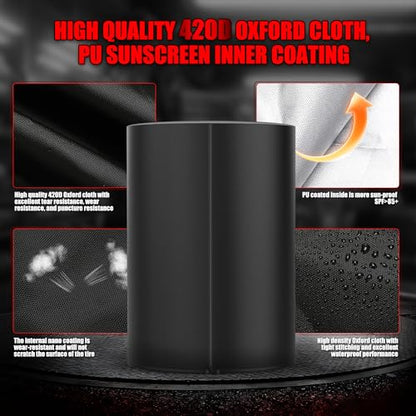 Tire Covers for Storage Outdoor, 420D Waterproof with Zipper Drawstring Lock, Universal Truck RV Trailer Tire Storage, All Season (Holding 4 Tires Within 32 Inch Diameter) - size: 420D 33 inch Diameter x 47inch H