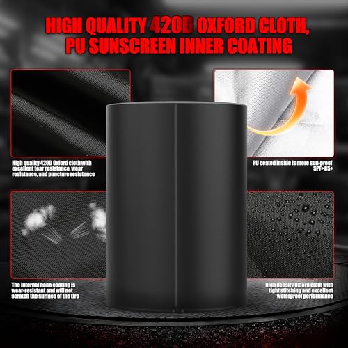 Tire Covers for Storage, 420D Waterproof Holds 4 Tires 32 Inch Diameter | with Zipper Drawstring Lock Universal Truck RV Trailer Tire Storage Outdoor All Season - size: 420D 33 inch Diameter x 47inch H