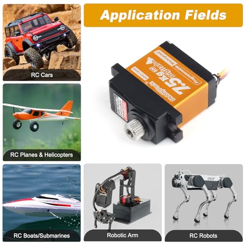 HobbyPark Waterproof 7.5kg High Torque RC Micro Servo Metal Gear Digital Arduino Servo for 1/18 TRX4M TRX4MT Redcat Ascent-18 Losi Mini LMT 1/10 TRX4 SCX10 RC Crawler RC Car Plane Boat Robot