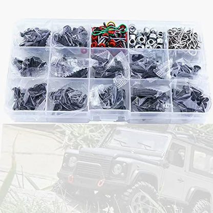 610PCS Universal RC Car Parts Screw Tools Kit Screws Assortment Set Hardware Fit for Traxxas Axial Redcat HPI Arrma SCX10 Losi 1/8 1/10 1/12 1/16 Scale RC Cars Trucks Crawler RC Upgrade Parts