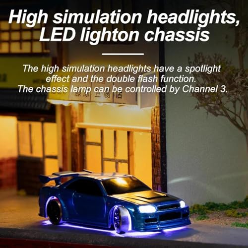 Turbo Racing 1:76 Scale Drift RC Car, Mini Table Racing Model Car with 2.4G Remote Control & Gyro Full Proportional RTR for Adults Hobby Toys Gifts (C64-Green) - style: C64-Green