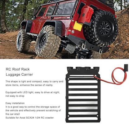 RC Roof Rack Luggage Carrier with 4 LED Lights RC Car Rack Lights Luggage Rack for Axial SCX24 1/24 RC Crawler Accessories (Round Lamp) - size: Round Lamp