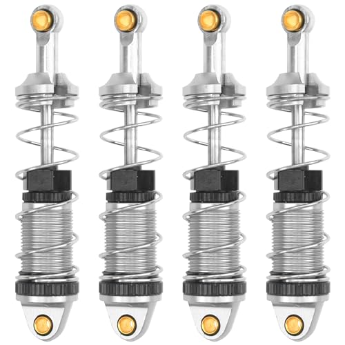 4Pack ShareGoo RC Car Shock Absorbers Metal Shocks Damper Compatible with MJX Hyper Go 16207 16208 16209 16210 H16BM H16GT H16DR 1/16 RC Car Upgrades Part (Silver) - color: Silver