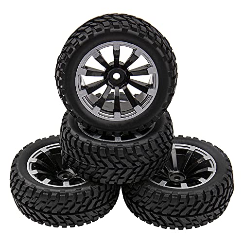 12mm Hex Hub 75mm/2.95'' Rubber Tires & Plastic Wheel Rims with Foam Compatible with HSP Tamiya HPI Kyosho 1/10 On-Road Touring Car,WLtoys 1/14 144001 RC Buggy (10-Spoke) - style: 10-Spoke