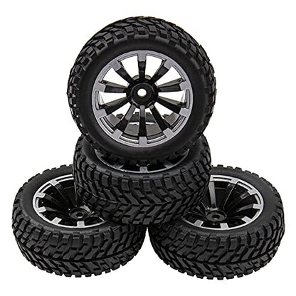 12mm Hex Hub 75mm/2.95'' Rubber Tires & Plastic Wheel Rims with Foam Compatible with HSP Tamiya HPI Kyosho 1/10 On-Road Touring Car,WLtoys 1/14 144001 RC Buggy (10-Spoke) - style: 10-Spoke