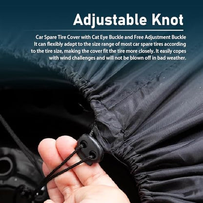 Car Spare Tire Cover, Waterproof Anti-scratch Oxford Cloth Protector with Adjustable Clip, Side Tool Pouch and Wider Handle Foldable Bag with Clear Marking, for 19" - 23" Tire (Black) - color: Black #Large