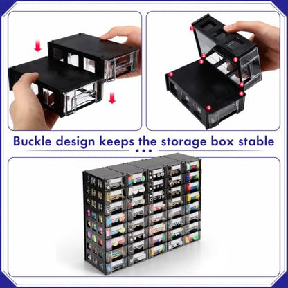 Novabright 40 Drawer Plastic Small Parts Organizer, Wall Mount Storage Cabinet with Clear Drawers and Blank Labels, Heavy Duty Tool Organizer for Hardware Crafts Beads Building Bricks, Black