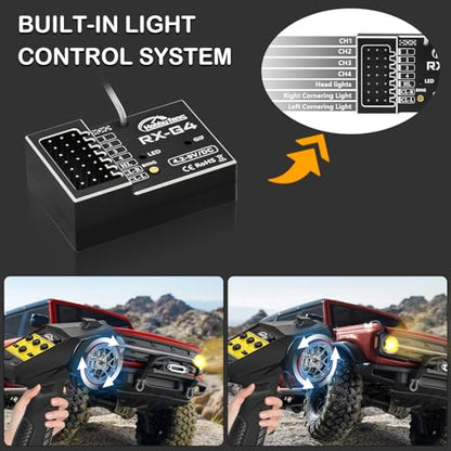RC Radio System 4CH 2.4G RC Transmitter with Receiver Built-in Gyro and Lanyard Anti-Jamming Remote Controller for RC Car Crawler Boat (Black & Yellow) - color: Black & Yellow, With Gyro