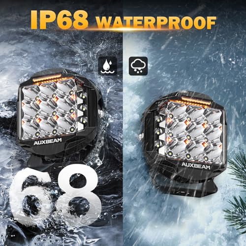 Auxbeam V-MAX Series 7" 228W Round Offroad Light Pod with 270° Side Shooter | 26100LM Offroad Light Bar, Spot Flood Combo Beam, 7Inch Cube Pod Lights with DRL & Back Light, LED pod Light for Jeep Truck - color: 7in Round LED Pod