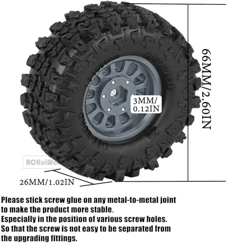 1.3 Beadlock Wheels 1.3 Beadlock Tires 1.3" RC Wheel and Tires Set for 1/18 TRX4M 1/24 SCX24 RC Crawler Car,Alloy Aluminium 1.3 RC Wheel Rims Super Large Soft Tires,4pcs,Titanium - color: Titanium(4pcs)