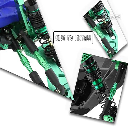 Upgrades Part for 1/10 Rustler/Stampede/Slash VXL 4X4,Big Bore RC Shocks&Steel Drive Shaft CVD&A Arm&Caster Block,Steering Blocks,Rear Stub Axle Carriers&Steering Bellcranks&Hex Hub,Green - color: Green/(6 Piece Set)