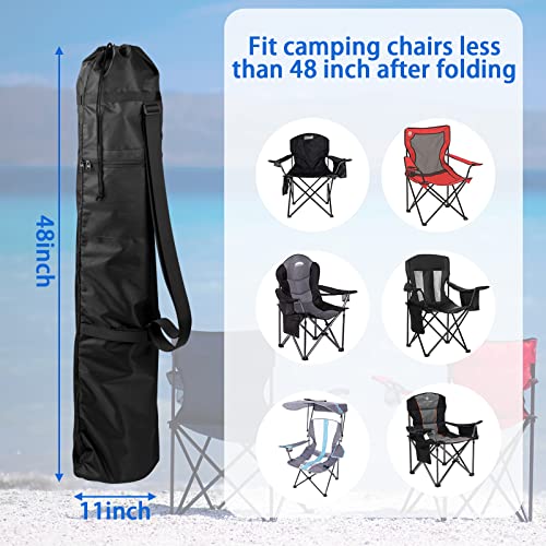 Xxerciz Folding Chair Replacement Bag Lightweight Storage Bag Carrying Bag with Carrying Handles & Extra Zippers Pocket for Foldable Camping Chair, 48 Inches (Chair is not Included) - color: Black-upgrade