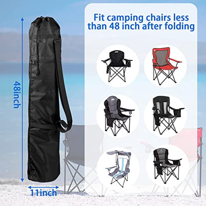 Xxerciz Folding Chair Replacement Bag Lightweight Storage Bag Carrying Bag with Carrying Handles & Extra Zippers Pocket for Foldable Camping Chair, 48 Inches (Chair is not Included) - color: Black-upgrade