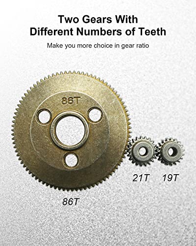 Spur Gear Set Steel 48P 86T Fit for 1/10 Traxxas Slash 2WD Rustler 2WD Stampede 2WD Parts with 19T 21T Pinions Gear Sets Replace 4686