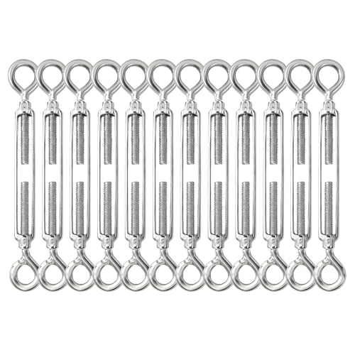 12PCS M6 Eye and Eye Stainless Steel Turnbuckle for Shade Sail | Corrosion-resistant,Easy Installation,Heavy Duty ,for Cable Tent Sun Shade,Garden Decor - size: M6-12PCS-OO
