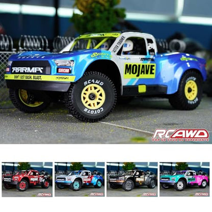 RCAWD Mojave Grom & 1/16 Slash 4X4 Pre-Glued Wheel Tire Set, Balance Grip & Durability Nylon Rubber 12mm Hex Adapter 4mm for Traxxas & ARRMA Upgrades Part All Terrain Adaptation 4pcs Yellow - color: Yellow