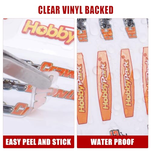 HobbyPark Pre-Cut Sponsor Decals Stickers Sheets for 1/16 1/18 1/24 Scale RC Crawler, Cars, Truck, fit TRX4M SCX24 AX24 FCX18 FCX24 Body Shell, Die Cut