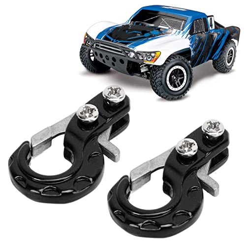 RC Winch Trailer Hook Set 2Pcs, 0.9x0.5in/2.3x1.3cm | Aluminum Alloy | 1/10 Crawler Truck | SCX10 D90 Compatible | Simulation Design | RC Car Accessory(Black) - color: Black