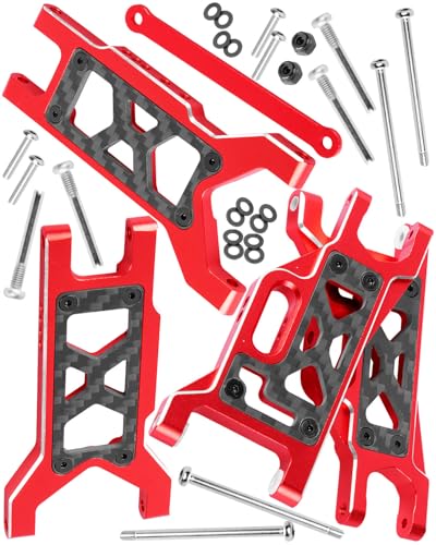 Upgrades Parts for 1/10 Slash VXL 2WD/Slash 2WD,Aluminum Front Rear Suspension A Arms w/Tie Bar Hops Up,Red (Only for Slash) - color: Red(arm)