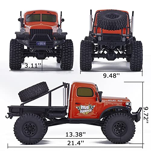 BEEZRC RocHobby 1/10 Atlas RC Crawler, 4WD with Lighting, 2.4GHz RC Rock Truck, Off Road Hobby Grade, Remote Control Car for Adults, Need to Complete with Battery (Red) - color: Orange