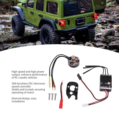 Drfeify 2204 2400KV Brushless Outrunner Motor with Transmission and 30A Brushless ESC Mount Combo Kit for SCX24 Axial 1/24 Remote Control Crawler Truck Car