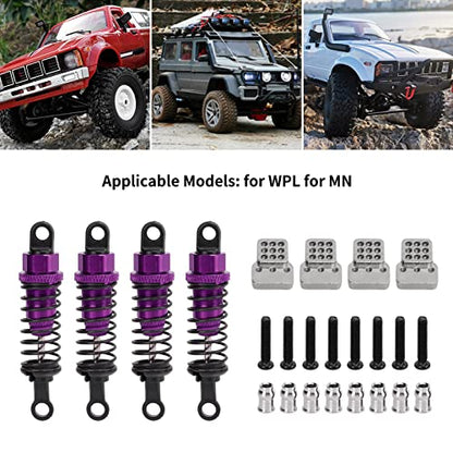 RC Shock Absorbers, 4Pcs 64 mm Metal Shock Absorber Damper with Shock Mount Aluminum Alloy Adjustable Remote Control Car Shock Absorber Oil Damper (Purple) - size: Purple
