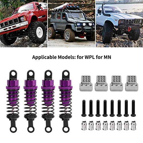 RC Shock Absorbers, 4Pcs 64 mm Metal Shock Absorber Damper with Shock Mount Aluminum Alloy Adjustable Remote Control Car Shock Absorber Oil Damper (Purple) - size: Purple