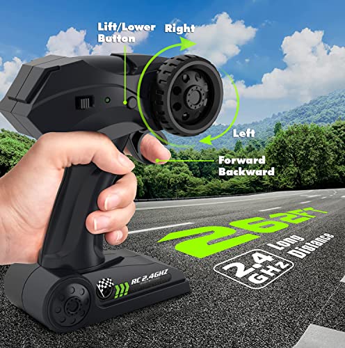 CROBOLL 1:12 Large RC Cars for Boys, 20km/h 2.4GHz Remote Control Car | Upgraded Lifting Function, Toy Gifts for Kids, 4WD All Terrain RC Truck, Green Monster Truck, 2 Batteries, 60 Min Play - color: Green