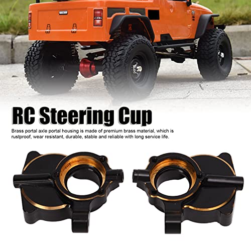 2Pcs Brass Portal Axle Housing for RGT EX86190 LC76 1/10 RC Crawler, Black - Coated Rustproof RC Steering Knuckle with Enhanced Stability and Wear Resistance