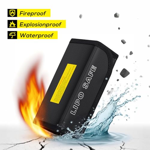 PAWBOSE 2pcs Lipo Battery Bag, Fireproof Lipo Guard Safe Box, 185x75x60mm Explosionproof Small Charging Case for rc Storage, Lithium ion and Travel Protection