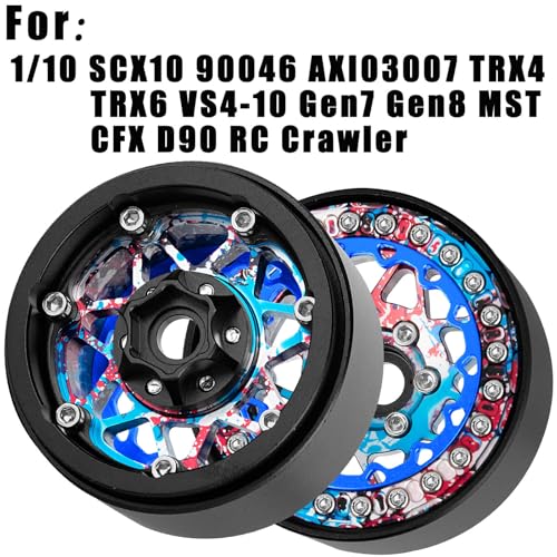 RC 1.9 Beadlock Wheel Rims for 1/10 SCX10 90046 AXI03007 TRX4 TRX6 VS4-10 Gen7 Gen8 MST CFX D90 RC Crawler,Aluminum 1.9" RC Tires Wheel Rim RC Truck Tires Wheels Rims.(4PCS) Colour - color: Colour（1.9 Rim）