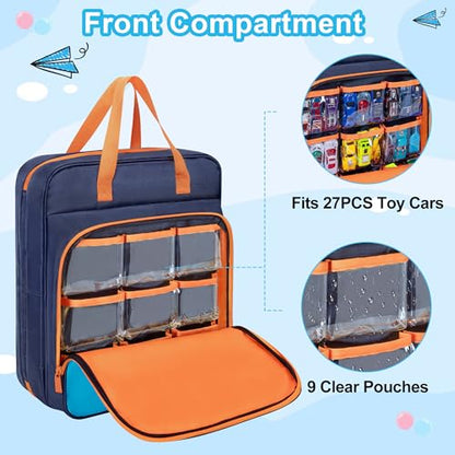 Portable Storage Case Compatible with Hot Wheels Toy Car Up to 99pcs | for 1/64 Scale Toy Cars, Multi-Functional Storage Bag for Toy Cars, Dolls, Mini Toys, Home and Travel Use, Large Capacity