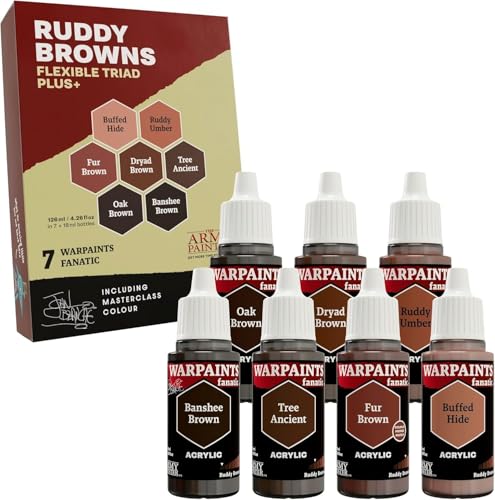 The Army Painter, Warpaints Flexible Triad Plus+: Ruddy Browns 7x18ml | Colori acrilici hobby di qualità miniatura, per Dungeons and Dragons (DnD) e Warhammer - color: Ruddy Brown