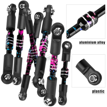 RC Aluminum Front&Rear Link Set Upgrades Part for 1/10 Slash 2WD VXL.Adjustable Turnbuckles Camber Links Toe Link Hops Up,Colour - color: Colour(for 1/10)