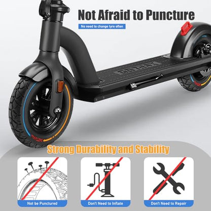 10X2.125 Off Road Tire for Electric Scooter, 10 Inch Solid Rubber Tires Compatible with Ninebot F20/F30/F40/F65, Tubeless Solid Tiyes for Electric Scooter, Electric Scooter Tires Colorful 1PCS - color: 1Pcs Blue line