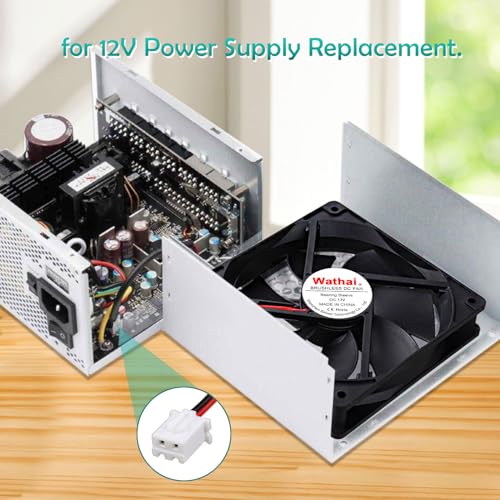 Wathai 120mm x 25mm 12V Computer Case Cooling Fan 12 Volt 2Pin DC Fan 2Pack | High Speed 2000RPM 5 inch 12v Computer Fan for Ice Maker Battery Supply Wine Fridge Replacement AMP Cooling - style: 12V 2Pin 2000RPM