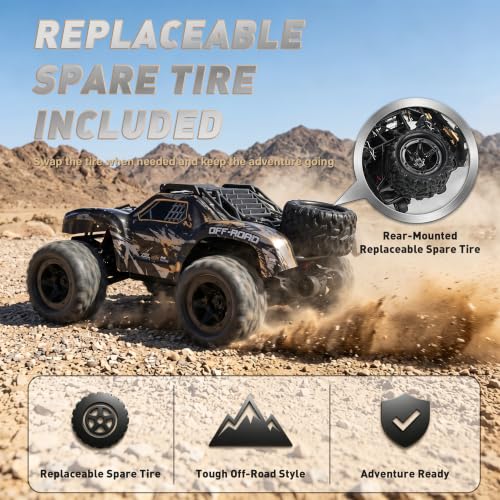 RC Car for Adults,RC Truck,4WD Off Road Monster Truck RC, 1:18 RC car,2 Batteries, LED Lights, All Terrain Waterproof RC Truck for Beginners&Boys.