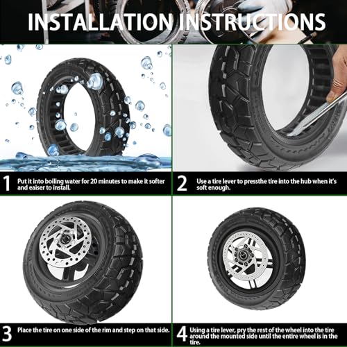 1 Pack 9.5 x 2.50 Off-road Solid Tire, 9.5x2.5-6.1 Tires Replacement | 9.5 inch Scooter Tubeless Solid Tire, for NIU KQi3 Pro/Max/Electric Scooter [Puncture-Proof] [Anti-Skid] [Wear-Resistant] - color: 1 Pack