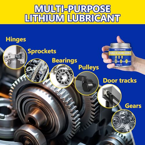 AstraVox Multi-Purpose White Lithium Grease, 60ml Automotive Grease | with Brush for Hinges, Wheel Bearings, Gear, and Garage Door, Bike, Lithium Lubricant ideal for Household, Marine, Industrial